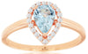 .77CT DIAMOND & AAA AQUAMARINE 14KT ROSE GOLD 3D PEAR SHAPE HALO ENGAGEMENT RING