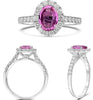 1.83CT DIAMOND & AAA PINK SAPPHIRE 18KT WHITE GOLD OVAL & ROUND ENGAGEMENT RING