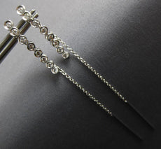 ESTATE .34CT DIAMOND 14KT WHITE GOLD BEZEL CHANDELIER BAR FUN HANGING EARRINGS