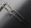 ESTATE .34CT DIAMOND 14KT WHITE GOLD BEZEL CHANDELIER BAR FUN HANGING EARRINGS