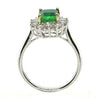 1.36CT DIAMOND & AAA EMERALD 18K 2 TONE GOLD SQUARE & ROUND HALO ENGAGEMENT RING