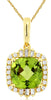 2.23CT DIAMOND & AAA PERIDOT 14KT YELLOW GOLD 3D SQUARE HALO FLOATING PENDANT