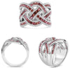 LARGE 2.32CT DIAMOND & AAA RUBY 14K WHITE GOLD 3D MULTI ROW CRISS CROSS FUN RING
