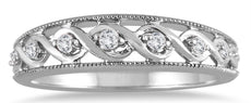 ESTATE .13CT DIAMOND 14KT WHITE GOLD 3D ROUND INFINITY WEDDING ANNIVERSARY RING