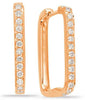 ESTATE .37CT DIAMOND 14KT ROSE GOLD ROUND CLASSIC SQUARE HUGGIE HANGING EARRINGS
