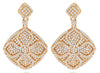 ESTATE 1.28CT DIAMOND 14K ROSE GOLD 3D FLOWER DOUBLE SQUARE FUN HANGING EARRINGS