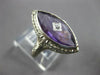 ANTIQUE LARGE 8.03CT OLD MINE DIAMOND & AMETHYST 14KT WHITE GOLD MARQUISE RING