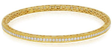 3.31CT DIAMOND 18KT YELLOW GOLD CHANNEL FILIGREE ETERNITY CUFF BANGLE BRACELET