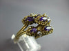 ANTIQUE LARGE 1.59CT DIAMOND & AAA AMETHYST 14KT YELLOW GOLD 3D FLOWER FUN RING