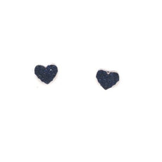 ESTATE .24CT AAA SAPPHIRE 18KT WHITE GOLD 3D PAVE HEART SHAPE LOVE STUD EARRINGS