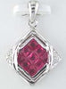 1.53CT DIAMOND & AAA RUBY 14KT WHITE GOLD 3D PRINCESS & ROUND FLOATING PENDANT