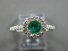 ESTATE .87CT DIAMOND & AAA EMERALD 14KT WHITE GOLD CLASSIC ROUND FLOWER FUN RING