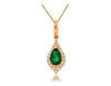 .48CT DIAMOND & AAA EMERALD 14KT ROSE GOLD ROUND & PEAR SHAPE TEAR DROP PENDANT