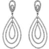 ESTATE 1.45CT DIAMOND 14KT WHITE GOLD MULTI LEAF OPEN TEAR DROP HANGING EARRINGS
