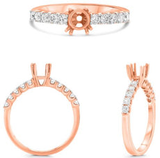 .35CT DIAMOND 14KT ROSE GOLD 3D ROUND CLASSIC 8 PRONG SEMI MOUNT ENGAGEMENT RING