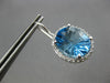 LARGE 9.90CT DIAMOND & AAA BLUE TOPAZ 14KT WHITE GOLD OVAL HALO HANGING EARRINGS