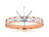 .65CT DIAMOND 14KT WHITE & ROSE GOLD CLASSIC 7 STONE SEMI MOUNT ENGAGEMENT RING