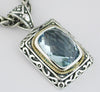 8.0CT DIAMOND & AAA BLUE TOPAZ 925 SILVER & 14KT YELLOW GOLD 3D FLOATING PENDANT