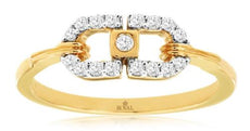 ESTATE .18CT DIAMOND 14KT YELLOW GOLD 3D CLASSIC ETOILE LOVE KNOT FUN RING