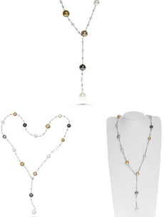 AAA WHITE GOLDEN SOUTH SEA TAHITIAN PEARL 18KT WHITE GOLD BY THE YARD NECKLACE