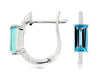 1.58CT DIAMOND & AAA BLUE TOPAZ 14KT WHITE GOLD 3D EMERALD CUT HANGING EARRINGS
