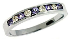 .45CT DIAMOND & AAA TANZANITE 14KT WHITE GOLD CLASSIC ROUND 9 STONE CHANNEL RING
