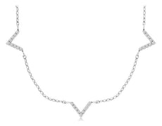 ESTATE .15CT DIAMOND 14K WHITE GOLD ROUND MULTI V SHAPE BY THE YARD FUN NECKLACE