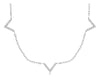 ESTATE .15CT DIAMOND 14K WHITE GOLD ROUND MULTI V SHAPE BY THE YARD FUN NECKLACE