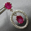 ESTATE 2.13CT DIAMOND & AAA RUBY 14K WHITE GOLD OVAL & ROUND CHANDELIER EARRINGS