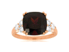 ESTATE 5.05CT DIAMOND & AAA GARNET 14KT ROSE GOLD 3D CUSHION & ROUND FUN RING