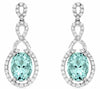 ESTATE 1.77CT DIAMOND & AAA AQUAMARINE 14KT WHITE GOLD INFINITY HANGING EARRINGS