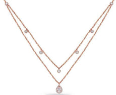 .67CT DIAMOND 14K ROSE GOLD 3D DOUBLE STRAND TEAR DROP BY THE YARD LOVE NECKLACE