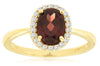 1.54CT DIAMOND & AAA GARNET 14KT YELLOW GOLD OVAL & ROUND HALO CLASSIC LOVE RING