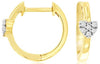 .07CT DIAMOND 14KT YELLOW GOLD 3D PAVE HEART SHAPE HUGGIE HOOP HANGING EARRINGS
