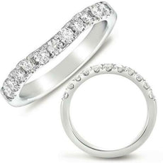 .57CT DIAMOND 14K WHITE GOLD CLASSIC ROUND SHARED PRONG V SHAPE ANNIVERSARY RING