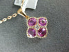 ESTATE 1.99CT DIAMOND & AAA PINK SAPPHIRE 18KT WHITE GOLD 4 LEAF CLOVER PENDANT