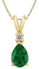 .50CT DIAMOND & AAA EMERALD 14KT YELLOW GOLD PEAR SHAPE & ROUND FLOATING PENDANT