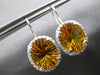 LARGE 8.50CT DIAMOND & AAA CITRINE 14KT WHITE GOLD OVAL & ROUND HANGING EARRINGS