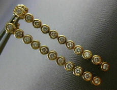 ESTATE .66CT DIAMOND 14KT YELLOW GOLD 3D CLASSIC BEZEL HANGING EARRINGS #16853