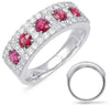 ESTATE 1.45CT DIAMOND & AAA RUBY 14KT WHITE GOLD 5 STONE SQUARE ANNIVERSARY RING