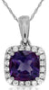.96CT DIAMOND & AAA AMETHYST 14KT WHITE GOLD 3D CUSHION & ROUND FLOATING PENDANT