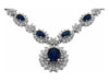 5.90CT DIAMOND & AAA SAPPHIRE 14KT WHITE GOLD ROUND & OVAL MULTI FLOWER NECKLACE|WC4683S-1