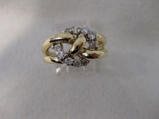WIDE ESTATE DIAMOND 14K WHITE YELLOW GOLD COCKTAIL ROPE KNOT RING F/G VVS #19483