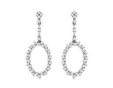 ESTATE .98CT DIAMOND 14KT WHITE GOLD 3D MULTI LEAF OVAL HANGING EARRINGS