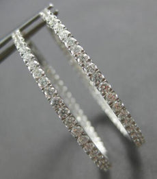 LARGE 2.28CT DIAMOND 18KT WHITE GOLD 3D CLASSIC INSIDE OUT HOOP HANGING EARRINGS