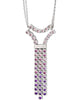 3.01CT AAA PINK TOURMALINE & AMETHYST 18KT WHITE GOLD 3D CHANDELIER FUN NECKLACE