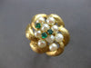 ANTIQUE LARGE .14CT AAA EMERALD & SOUTH SEA PEARL 14KT YELLOW GOLD RING #28100