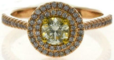 .78CT PINK & FANCY YELLOW DIAMOND 18KT YELLOW & ROSE GOLD ROUND ENGAGEMENT RING