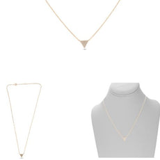 .12CT DIAMOND 14KT ROSE GOLD ROUND PAVE TRIANGULAR ADJUSTABLE FUN LOVE NECKLACE