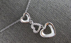 .06CT DIAMOND 14KT WHITE GOLD 3D OPEN HEART JOURNEY PAST PRESENT FUTURE PENDANT